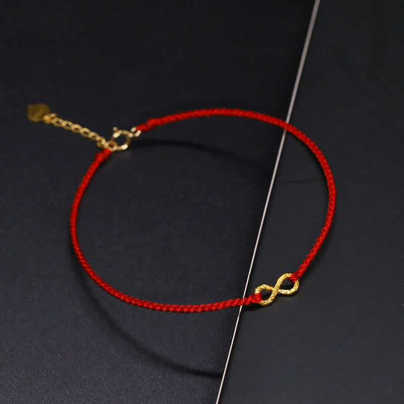 Mythstone 999 Gold Mobius Infinite Love Fu Character Copper Coin Protection Handmade Ultra-Thin Rope Bracelet