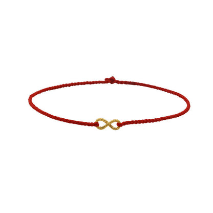 Mythstone 999 Gold Mobius Infinite Love Fu Character Copper Coin Protection Handmade Ultra-Thin Rope Bracelet