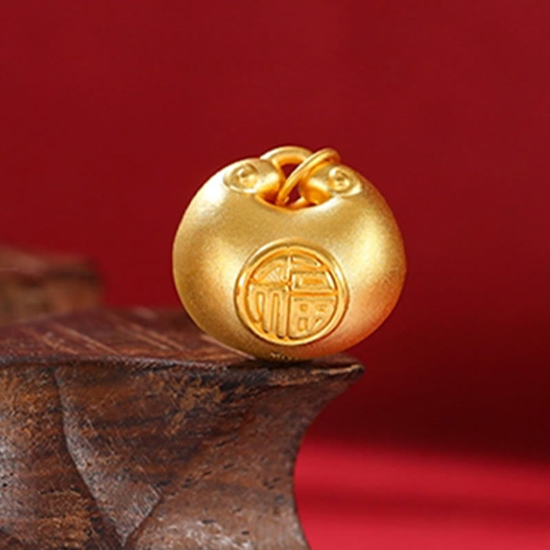 Mythstone 999 Gold Fu Character Wish Lock Pattern Luck Rope Necklace Pendant