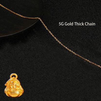 Mythstone 999 Gold Mini Laughing Buddha Luck Wealth Necklace Pendant