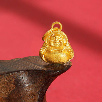 Mythstone 999 Gold Mini Laughing Buddha Luck Wealth Necklace Pendant