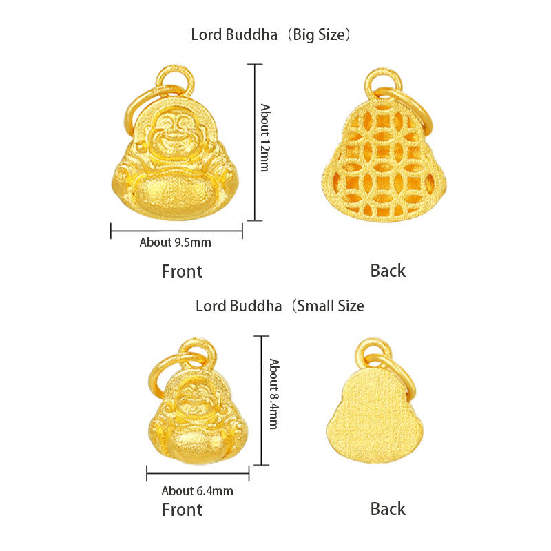 Mythstone 999 Gold Mini Laughing Buddha Luck Wealth Necklace Pendant