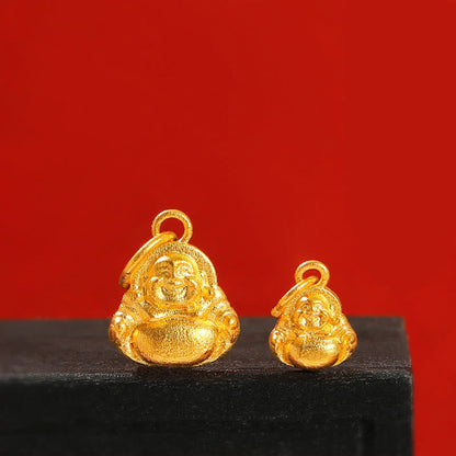 Mythstone 999 Gold Mini Laughing Buddha Luck Wealth Necklace Pendant