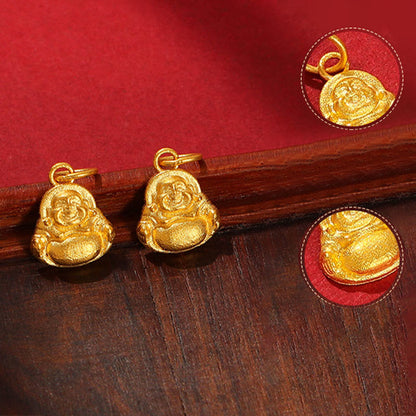 Mythstone 999 Gold Mini Laughing Buddha Luck Wealth Necklace Pendant