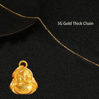 Mythstone 999 Gold Mini Laughing Buddha Luck Wealth Necklace Pendant