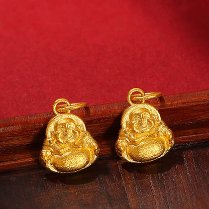 Mythstone 999 Gold Mini Laughing Buddha Luck Wealth Necklace Pendant