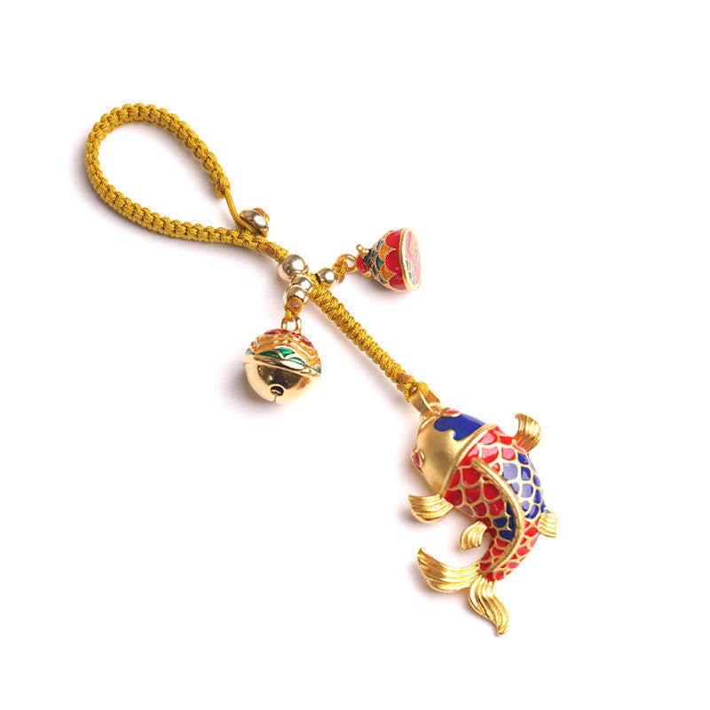 Mythstone Colorful Koi Fish Hollow Bell Wealth Luck Key Chain