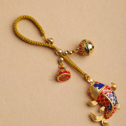 Mythstone Colorful Koi Fish Hollow Bell Wealth Luck Key Chain