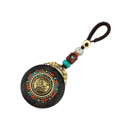 Mythstone Tibetan Shankha Conch Om Mani Padme Hum Lotus Fu Character Gourd Peace Key Chain