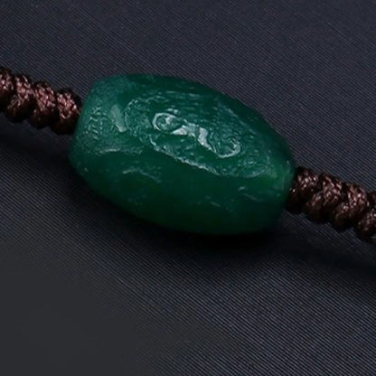 Mythstone Tibetan Nine-eye Dzi Bead Protection Braided Rope Necklace Pendant