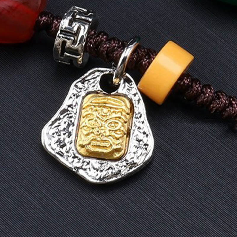 Mythstone Tibetan Nine-eye Dzi Bead Protection Braided Rope Necklace Pendant