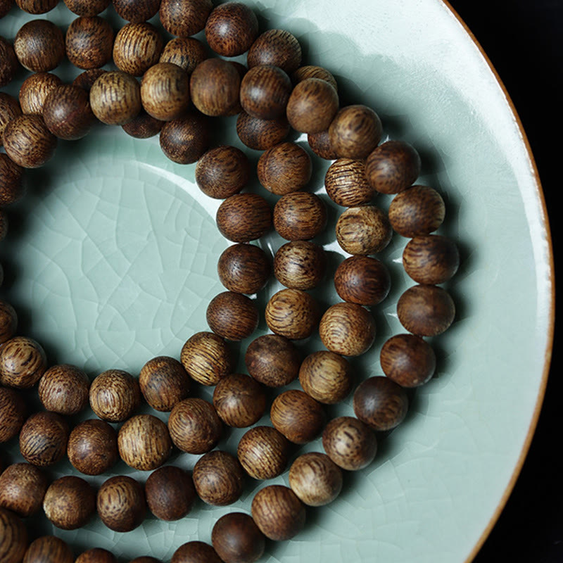 Mythstone 108 Mala Beads Huizhou Green Qinan Agarwood Peace Strength Bracelet