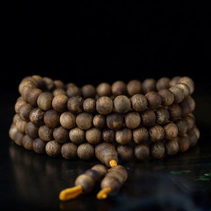 MythStone 108 Mala Beads Hainan White Qinan Agarwood Calm Strength Bracelet