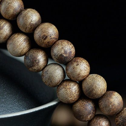 MythStone 108 Mala Beads Hainan White Qinan Agarwood Calm Strength Bracelet