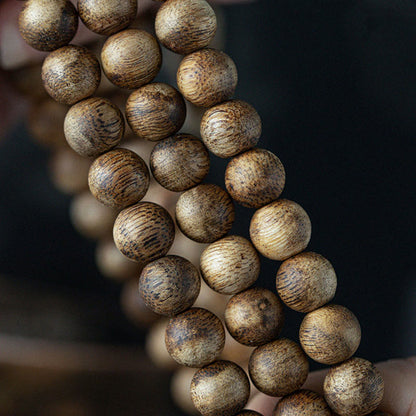 MythStone 108 Mala Beads Hainan White Qinan Agarwood Calm Strength Bracelet