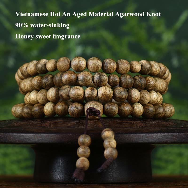 MythStone 108 Mala Beads Hoi An Agarwood Ward Off Evil Spirits Bracelet