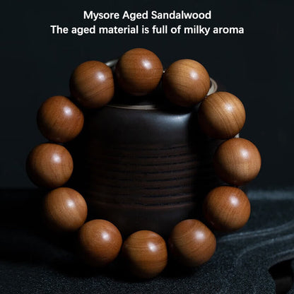 Mythstone Mysore Sandalwood Wood Bead Healing Mala Bracelet