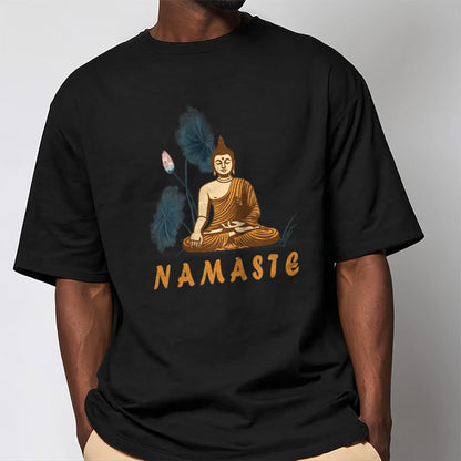 Mythstone NAMASTE Buddha Lotus Leaf Tee T-shirt