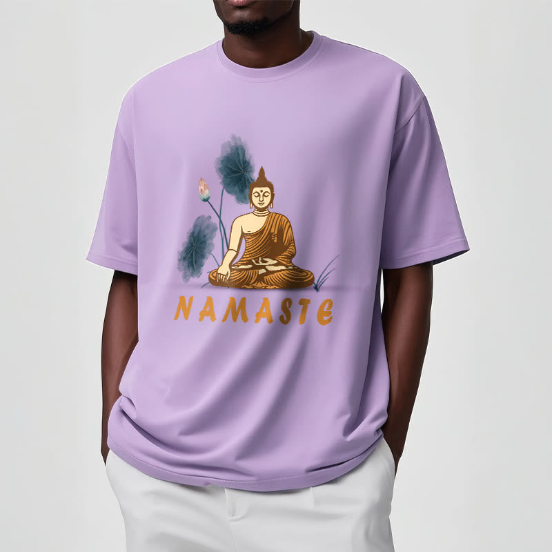 Mythstone NAMASTE Buddha Lotus Leaf Tee T-shirt