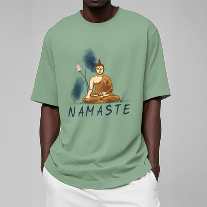 Mythstone NAMASTE Buddha Lotus Leaf Tee T-shirt