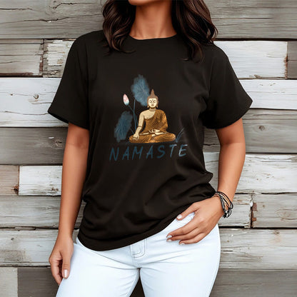 Mythstone NAMASTE Buddha Lotus Leaf Tee T-shirt