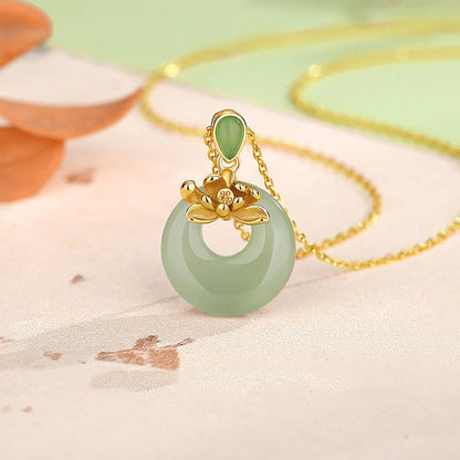 Mythstone Jade Lotus Abundance String Necklace Pendant