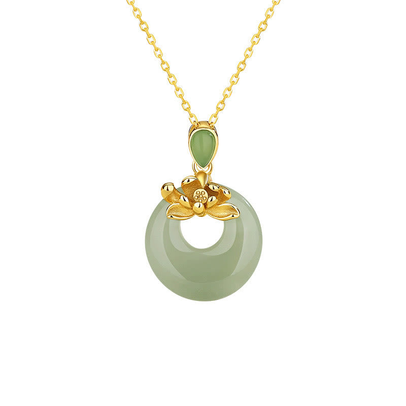 Mythstone Jade Lotus Abundance String Necklace Pendant