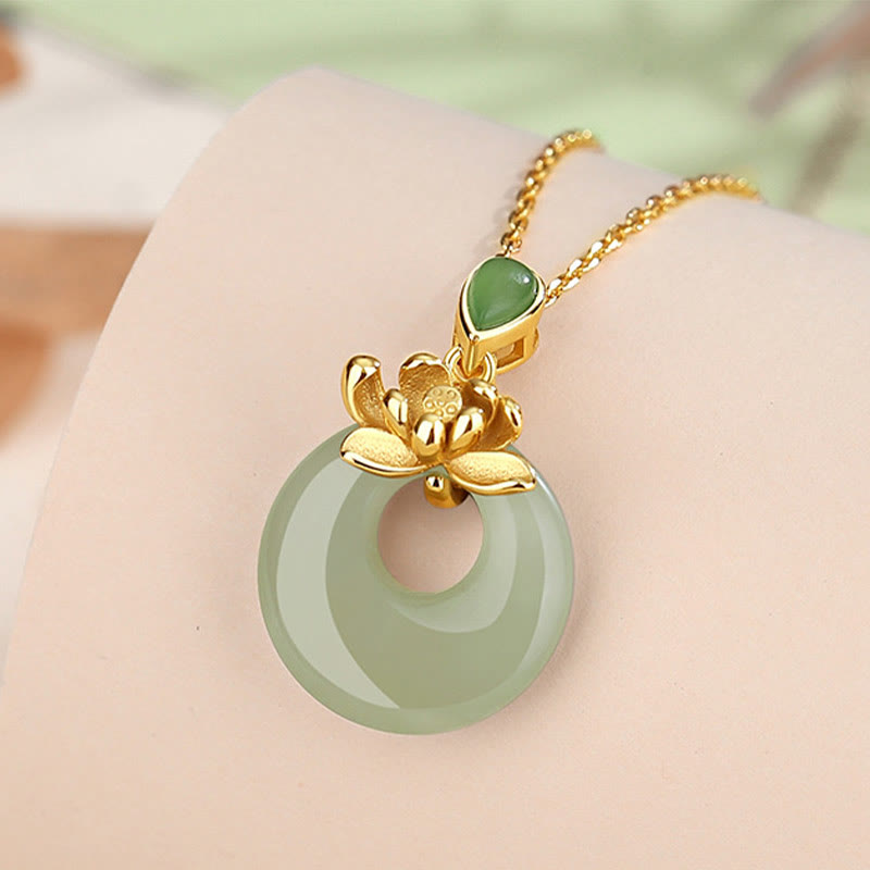 Mythstone Jade Lotus Abundance String Necklace Pendant