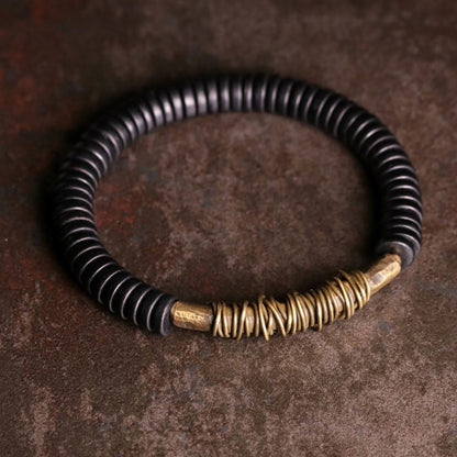 Mythstone Calm Tibetan Ebony Wood Copper Bracelet