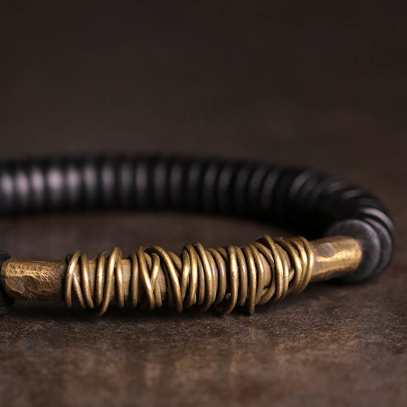 Mythstone Calm Tibetan Ebony Wood Copper Bracelet