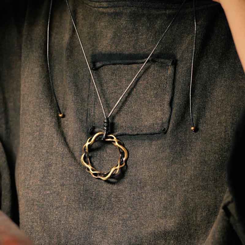 Mythstone Vintage Copper Brass Luck Handmade Necklace Pendant