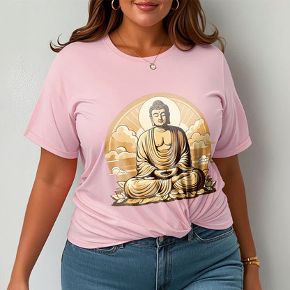 Camiseta con diseño de Buda y nubes auspiciosas del sol y la piedra mitológica 