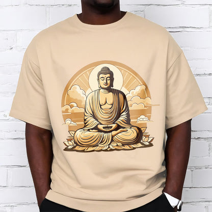 Camiseta con diseño de Buda y nubes auspiciosas del sol y la piedra mitológica 