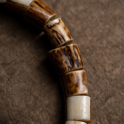 Mythstone Tibetan Deer Bone Yak Bone Skull Carved Wisdom Bracelet