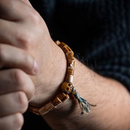 Mythstone Tibetan Deer Bone Yak Bone Skull Carved Wisdom Bracelet