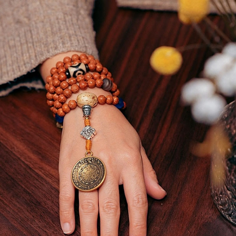 MythStone Tibet Bodhi Seed 108 Mala Beads Wisdom Peace Bracelet Necklace