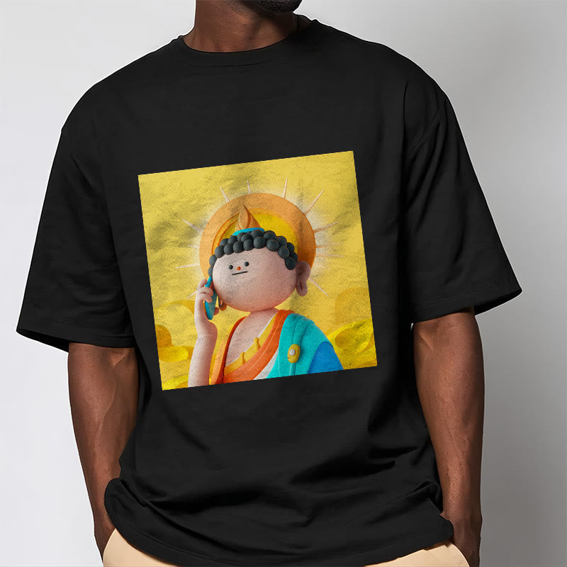 Mythstone Buddha Picks Up The Phone Tee T-shirt