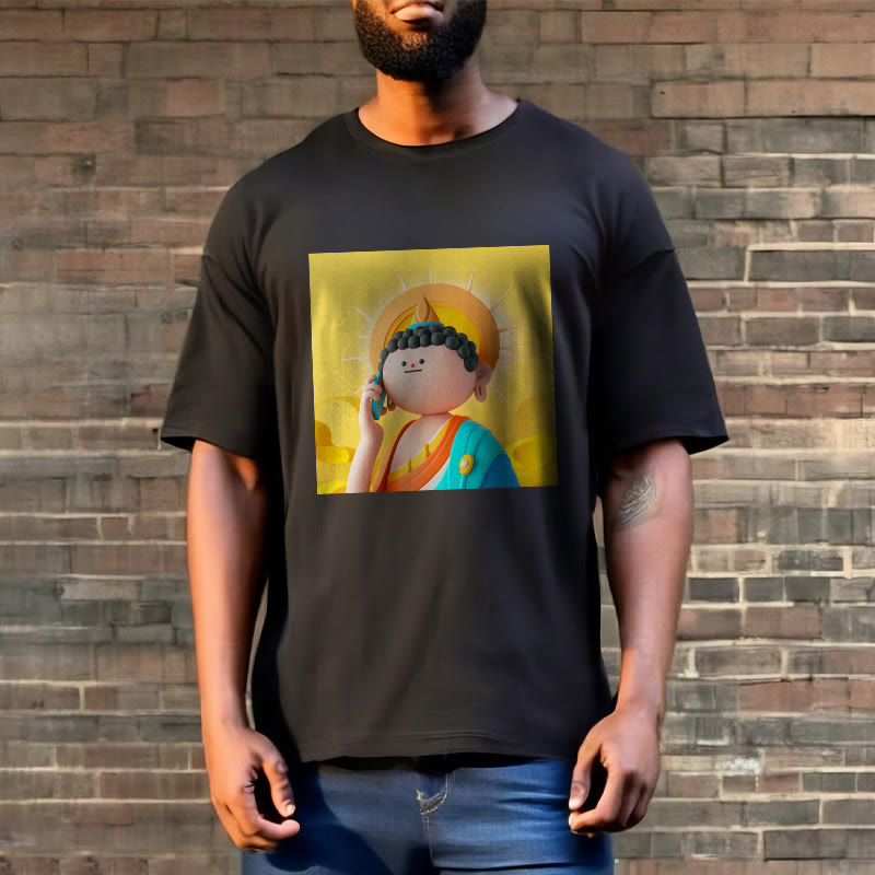 Mythstone Buddha Picks Up The Phone Tee T-shirt