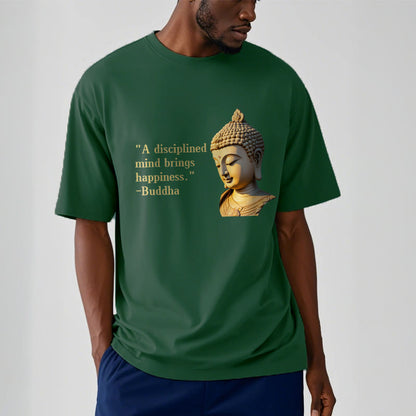 Mythstone A Disciplined Mind Brings Happiness Buddha Tee T-shirt