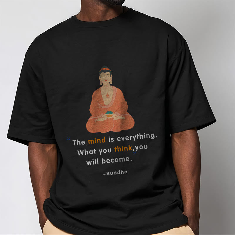 Camiseta de Buda de meditación La mente lo es todo de Mythstone 