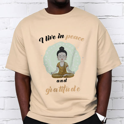 Mythstone I Live In Peace And Gratitude Illustration Buddha Tee T-shirt