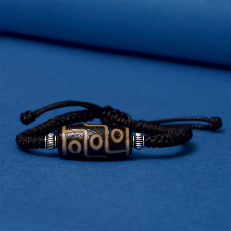 Mythstone Tibetan Nine-Eye Dzi Bead Three-eyed Dzi Bead Wealth Protection Rope Bracelet