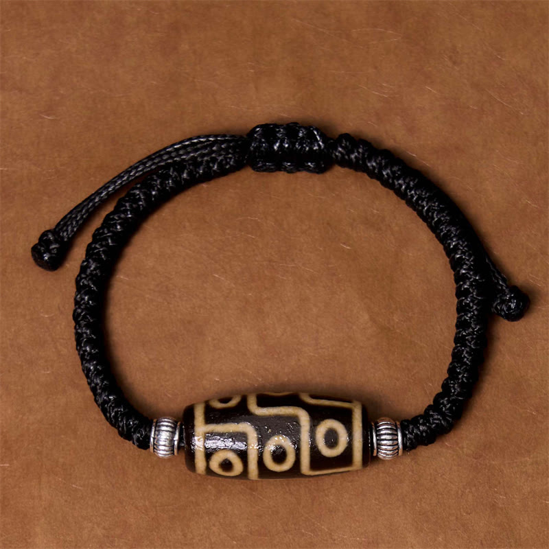 Mythstone Tibetan Nine-Eye Dzi Bead Three-eyed Dzi Bead Wealth Protection Rope Bracelet