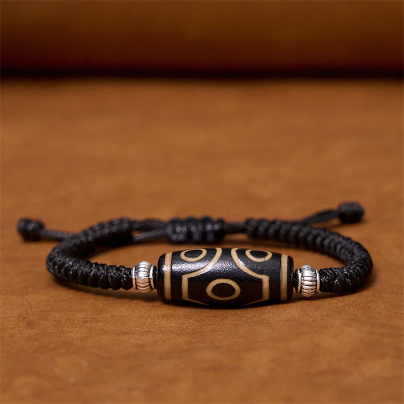 Mythstone Tibetan Nine-Eye Dzi Bead Three-eyed Dzi Bead Wealth Protection Rope Bracelet