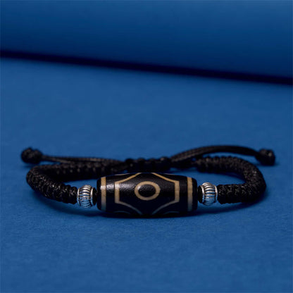 Mythstone Tibetan Nine-Eye Dzi Bead Three-eyed Dzi Bead Wealth Protection Rope Bracelet