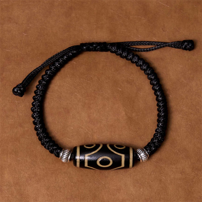 Mythstone Tibetan Nine-Eye Dzi Bead Three-eyed Dzi Bead Wealth Protection Rope Bracelet