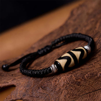 Mythstone Tibetan Nine-Eye Dzi Bead Three-eyed Dzi Bead Wealth Protection Rope Bracelet