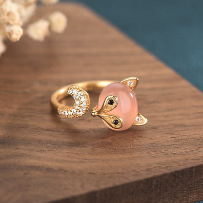 Mythstone Cat's Eye Copper Fox Love Ring