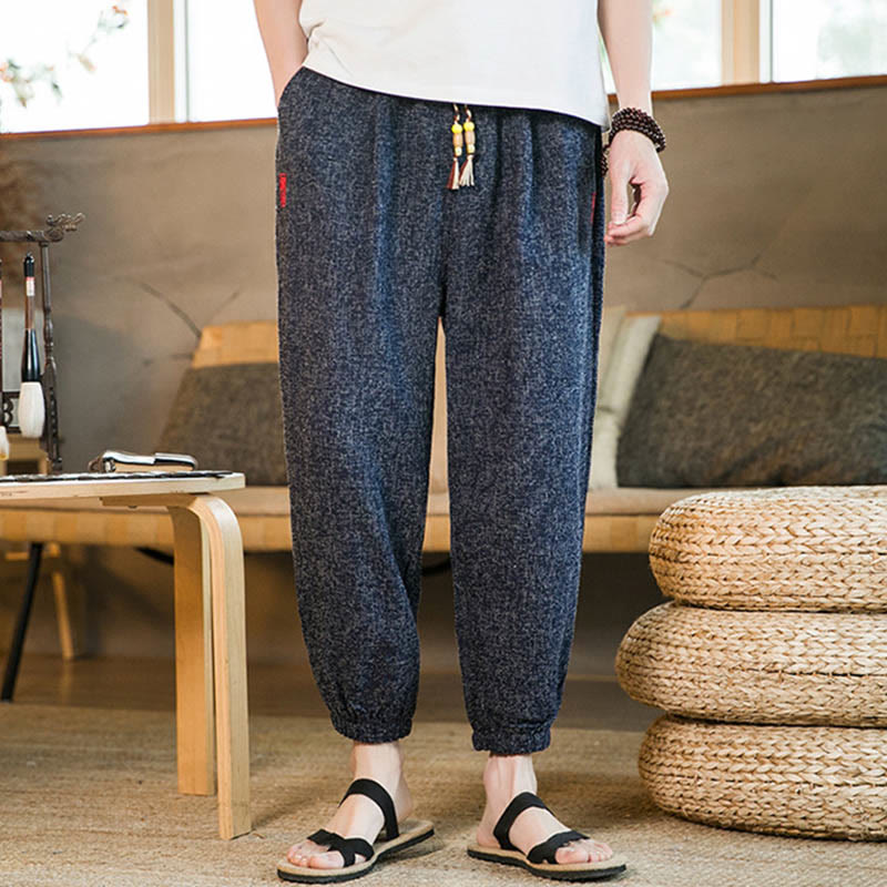 Pantalones harén de algodón con cordón y bolsillos para hombre de Mythstone 