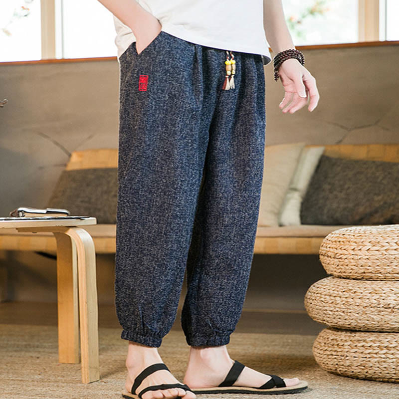 Pantalones harén de algodón con cordón y bolsillos para hombre de Mythstone 